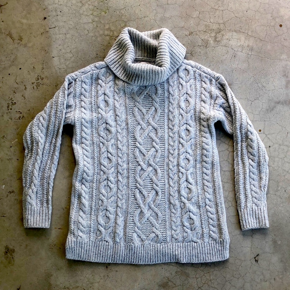 LOFT Cowl Neck cotton/wool knit sweater, small